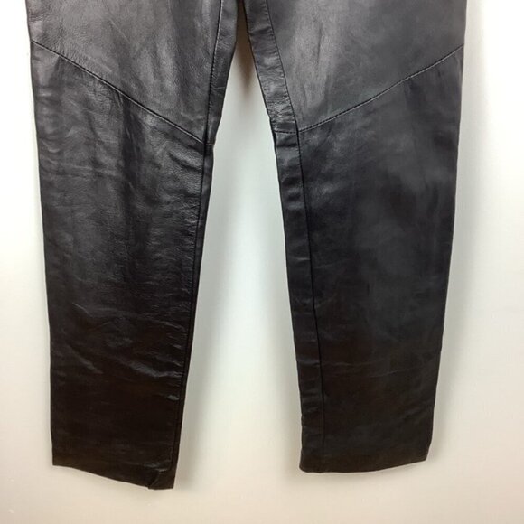 DANIER STRAIGHT BLACK LEATHER MOTO PANTS 4 - Picture 3 of 9